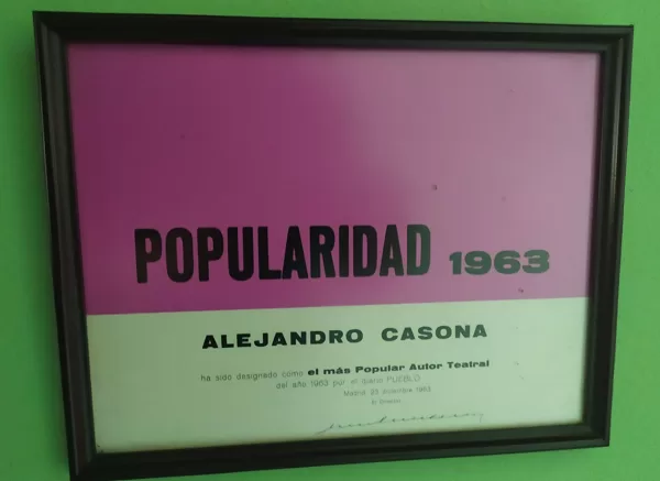 Popularity Award to Alejandro Casona (1963)