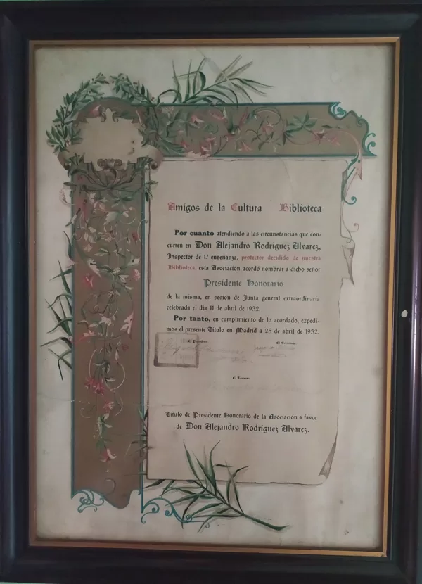 Diploma de Alejandro Casona